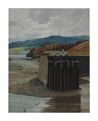 Lot 380 - John Stops R.W.A. (1925-2002) - Oil on board - 'Low Tide, Watchet, Somerset'