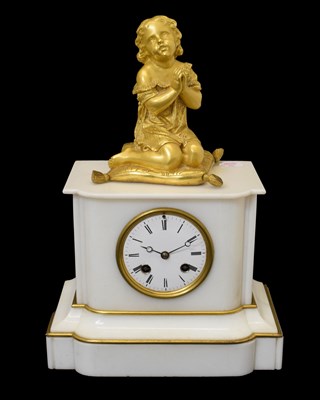 Lot 464 - Late 19th century French white marble mantel clock