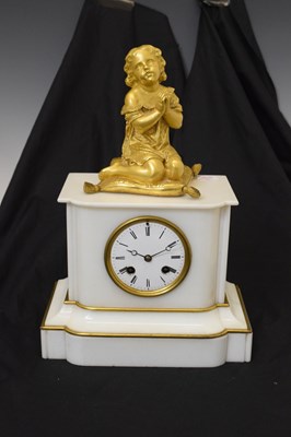 Lot 464 - Late 19th century French white marble mantel clock