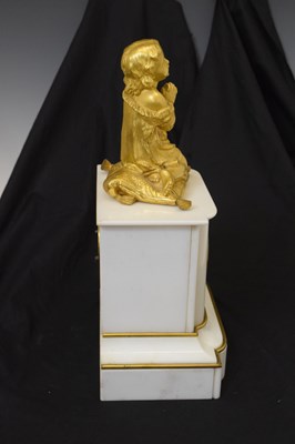 Lot 464 - Late 19th century French white marble mantel clock