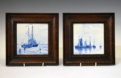 Lot 562 - Pair of framed Delft tiles