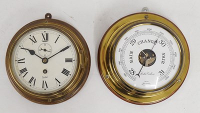 Lot 459 - Sestrel ships bulkhead clock and Foster Callear barometer