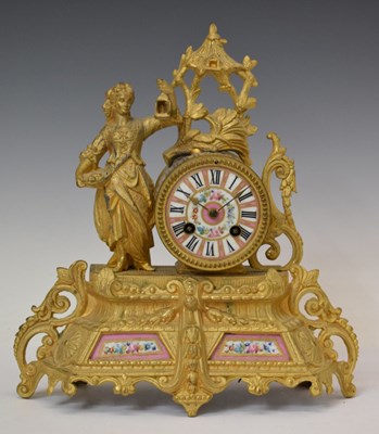 Lot 465 - Late 19th century French gilt metal mantel clock