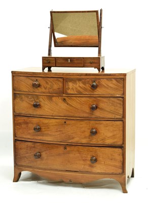 Lot 426 - Victorian mahogany bow front chest of drawers and dressing table mirror