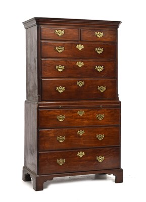 Lot 414 - George III mahogany chest-on-chest or tallboy