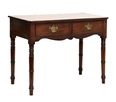 Lot 690 - Mahogany two-drawer side table