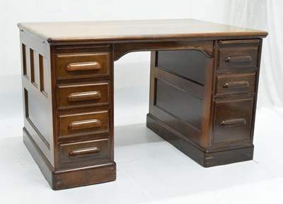 Lot 689 - Oak twin pedestal desk