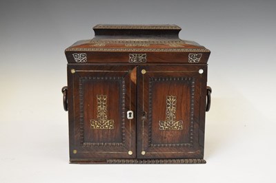 Lot 365 - Victorian mother-of-pearl inlaid rosewood sewing cabinet