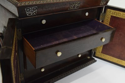 Lot 365 - Victorian mother-of-pearl inlaid rosewood sewing cabinet