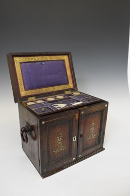 Lot 365 - Victorian mother-of-pearl inlaid rosewood sewing cabinet