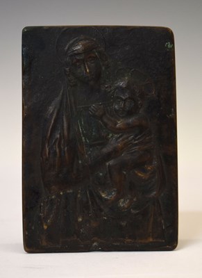 Lot 152 - Bronze relief plaque of the Madonna and Child