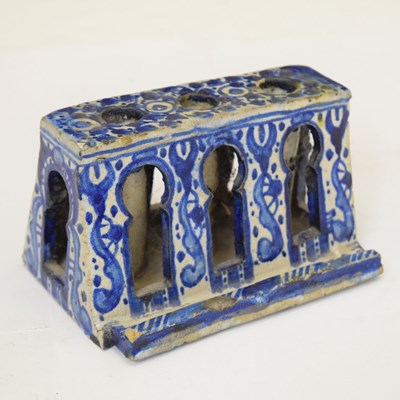 Lot 371 - Mejma (Fez, Morocco) scribe's faience desk candle stand