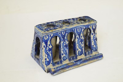 Lot 371 - Mejma (Fez, Morocco) scribe's faience desk candle stand