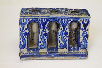 Lot 371 - Mejma (Fez, Morocco) scribe's faience desk candle stand