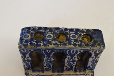 Lot 371 - Mejma (Fez, Morocco) scribe's faience desk candle stand