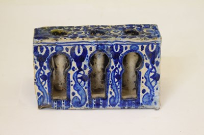 Lot 371 - Mejma (Fez, Morocco) scribe's faience desk candle stand