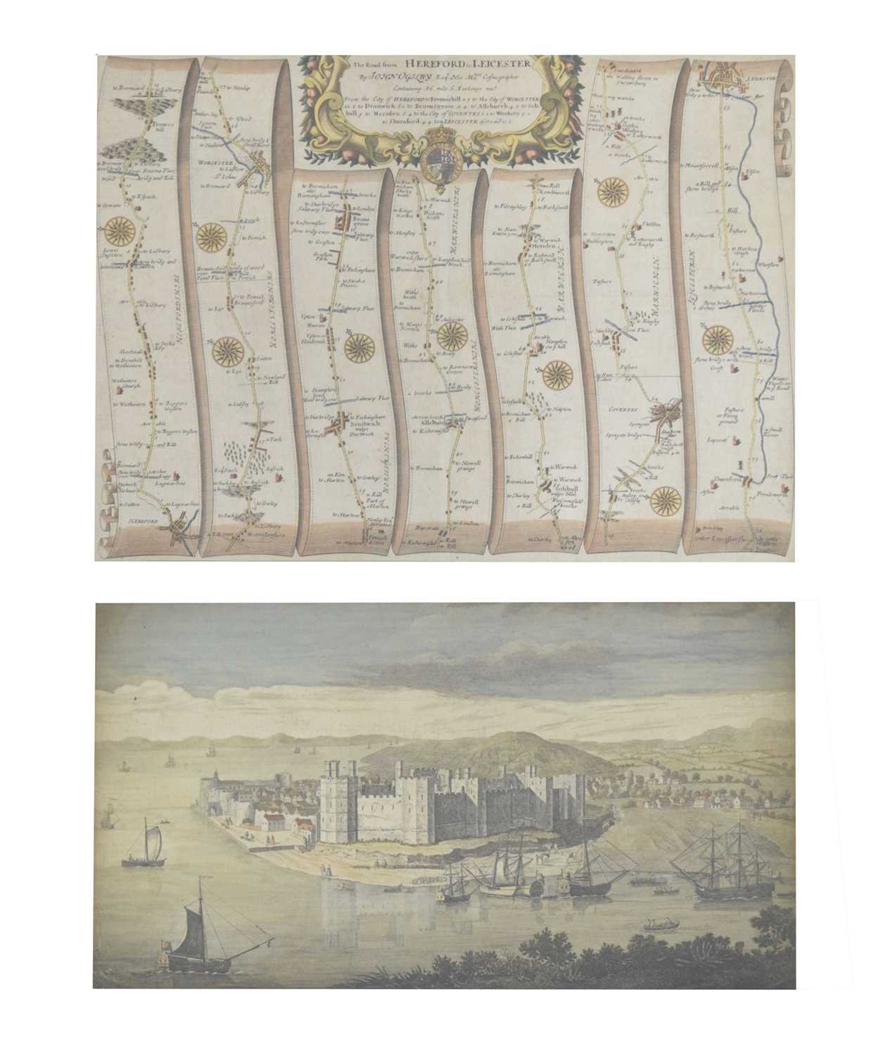 Lot 623 - Two 18th century engravings after John Ogilby - The Road from Hereford to Leicester