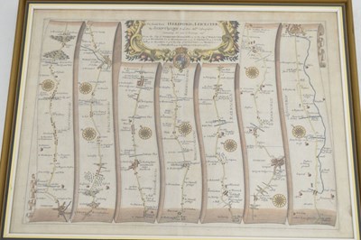 Lot 623 - Two 18th century engravings after John Ogilby - The Road from Hereford to Leicester