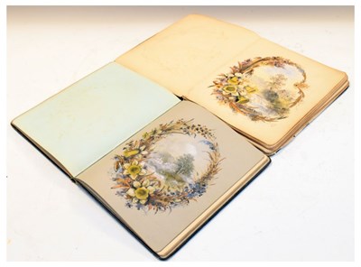 Lot 222 - Two Victorian albums of sketches, notes and watercolours