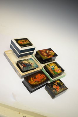 Lot 320 - Six Russian lacquer boxes