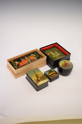 Lot 321 - Five Russian lacquer boxes