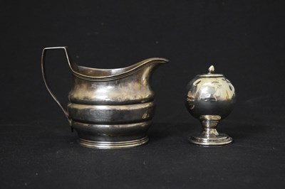 Lot 145 - Georgian silver cream jug and muffner