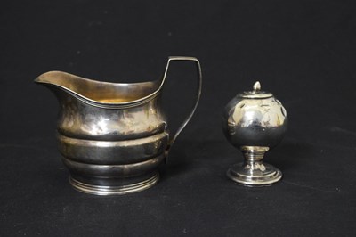 Lot 145 - Georgian silver cream jug and muffner