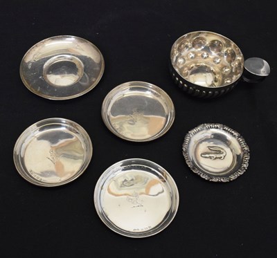 Lot 126 - Set of three silver pin dishes, etc