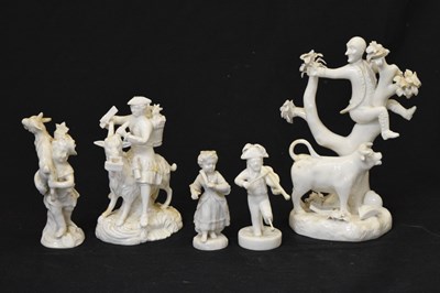 Lot 296 - Five pieces of Blanc de chine German/Continental figures