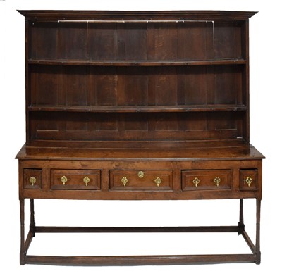 Lot 455 - 18th century oak Welsh dresser