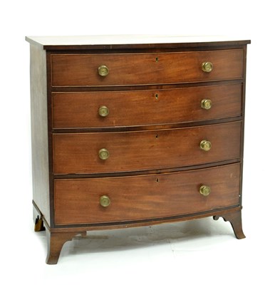 Lot 420 - Victorian mahogany bowfront chest of four graduated drawers