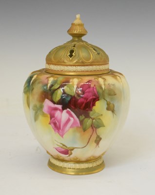 Lot 546 - Royal Worcester pot pourri, shape 1312, painted by Frederick Bray