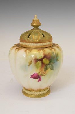 Lot 546 - Royal Worcester pot pourri, shape 1312, painted by Frederick Bray