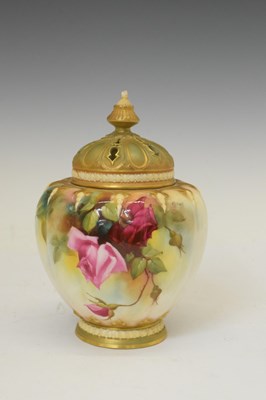Lot 546 - Royal Worcester pot pourri, shape 1312, painted by Frederick Bray