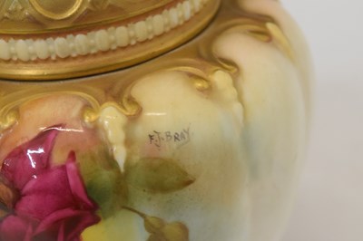 Lot 546 - Royal Worcester pot pourri, shape 1312, painted by Frederick Bray