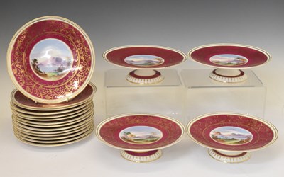 Lot 538 - Early Victorian semi-china dessert service painted with landscapes