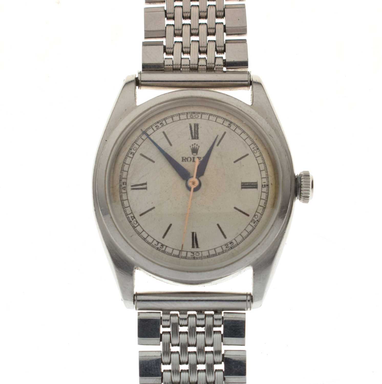 Lot 107 - Rolex - Gentleman's Oyster stainless steel wristwatch, red 4365