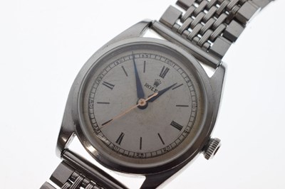 Lot 107 - Rolex - Gentleman's Oyster stainless steel wristwatch, red 4365