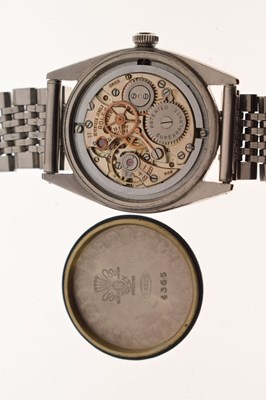 Lot 107 - Rolex - Gentleman's Oyster stainless steel wristwatch, red 4365