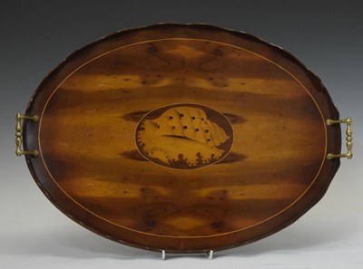 Lot 507 - Edwardian inlaid oval gallery tray