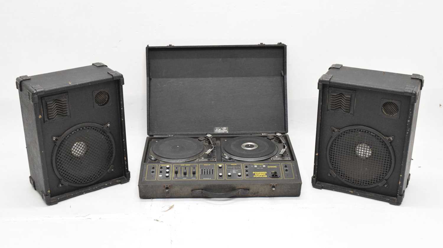 Lot 238 - Citronic CL12D portable twin turntable deck, and a pair of Motorola speakers