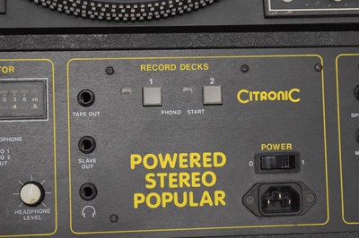 Lot 238 - Citronic CL12D portable twin turntable deck, and a pair of Motorola speakers