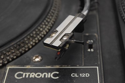 Lot 238 - Citronic CL12D portable twin turntable deck, and a pair of Motorola speakers