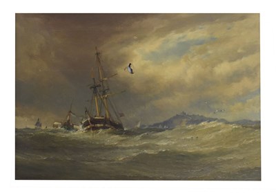 Lot 383 - Arthur Wilde Parsons (1854-1931) - Oil on canvas - Ships off Falmouth with Pendennis Castle