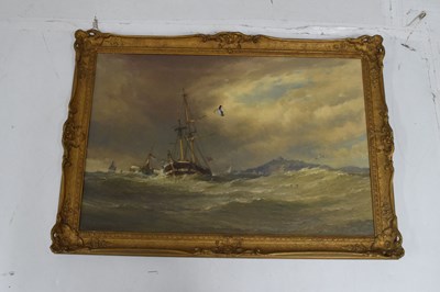 Lot 383 - Arthur Wilde Parsons (1854-1931) - Oil on canvas - Ships off Falmouth with Pendennis Castle