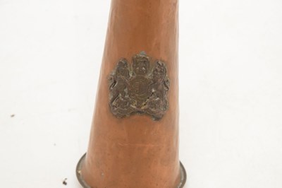 Lot 223 - 19th century copper coaching horn, having Royal cypher to front