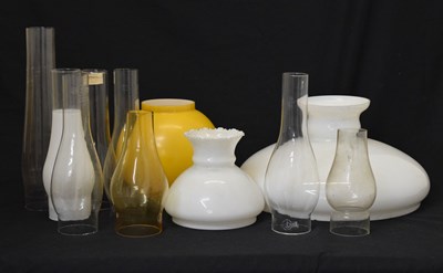 Lot 199 - Quantity of oil lamp chimneys and glass shades