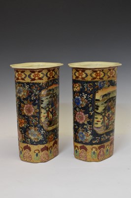Lot 304 - Three small pairs of Oriental vases, etc