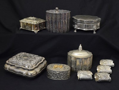 Lot 211 - Group of jewellery boxes and napkin rings