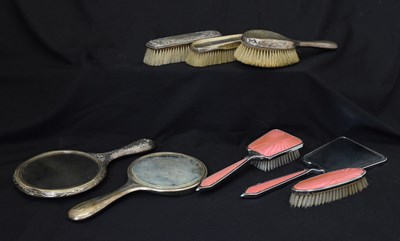 Lot 129 - Five silver-mounted dressing table items, etc